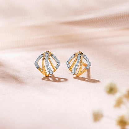 Teyora Sweep Gold & Diamond Stud Earring