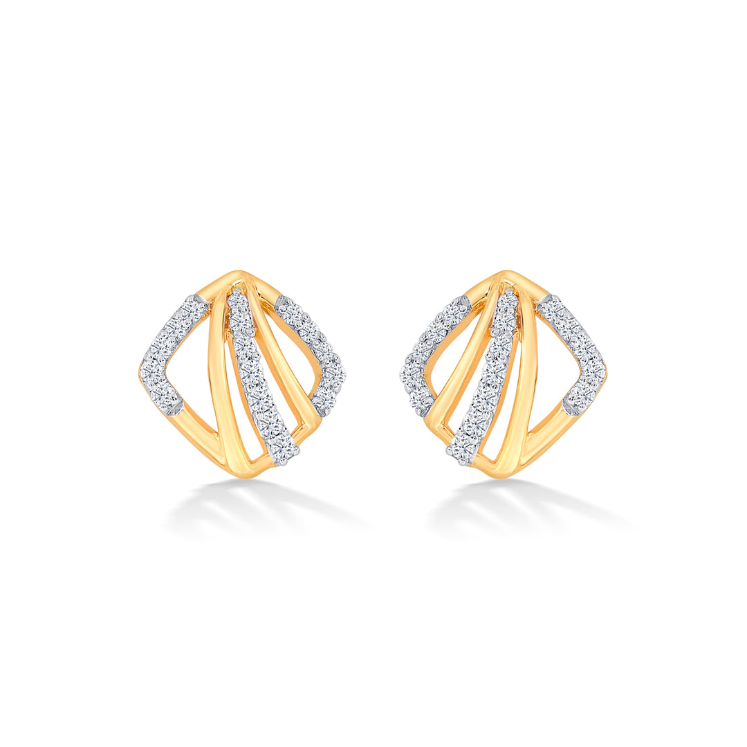 Teyora Sweep Gold & Diamond Stud Earring