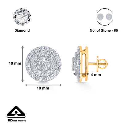 Revolve Gold & Diamond Stud Earring For Women