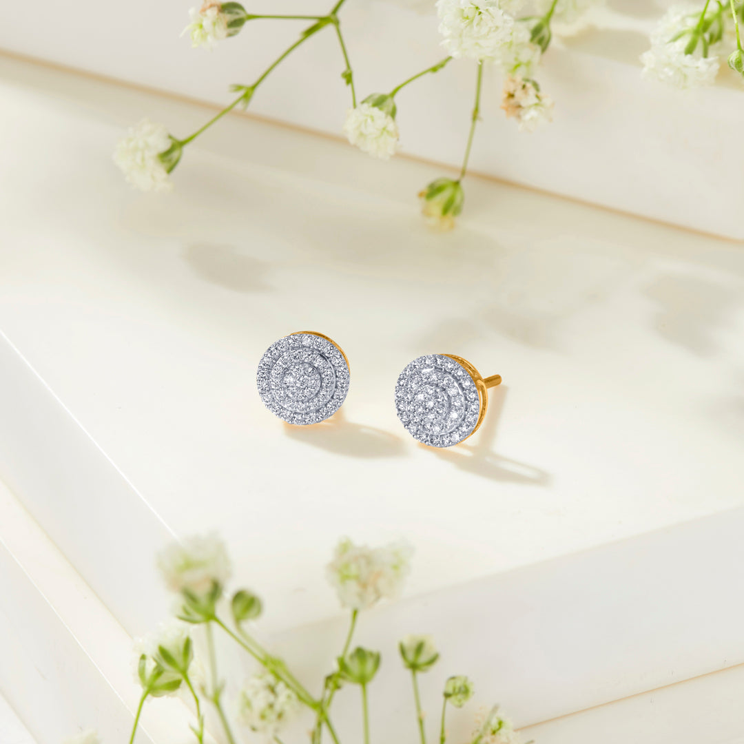 Revolve Gold & Diamond Stud Earring For Women