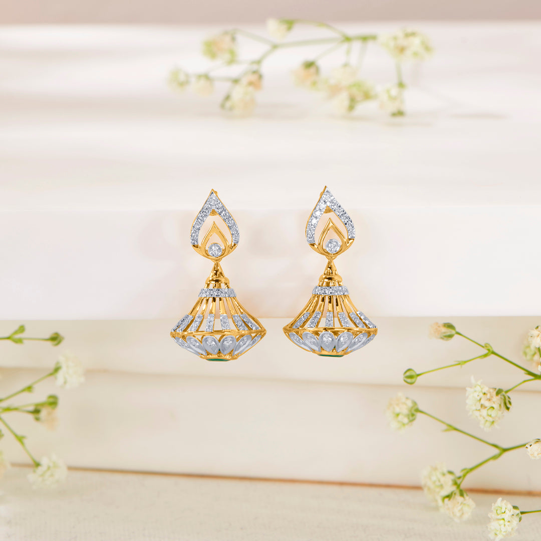 dazzling tinkles gold jhumka earring for woman