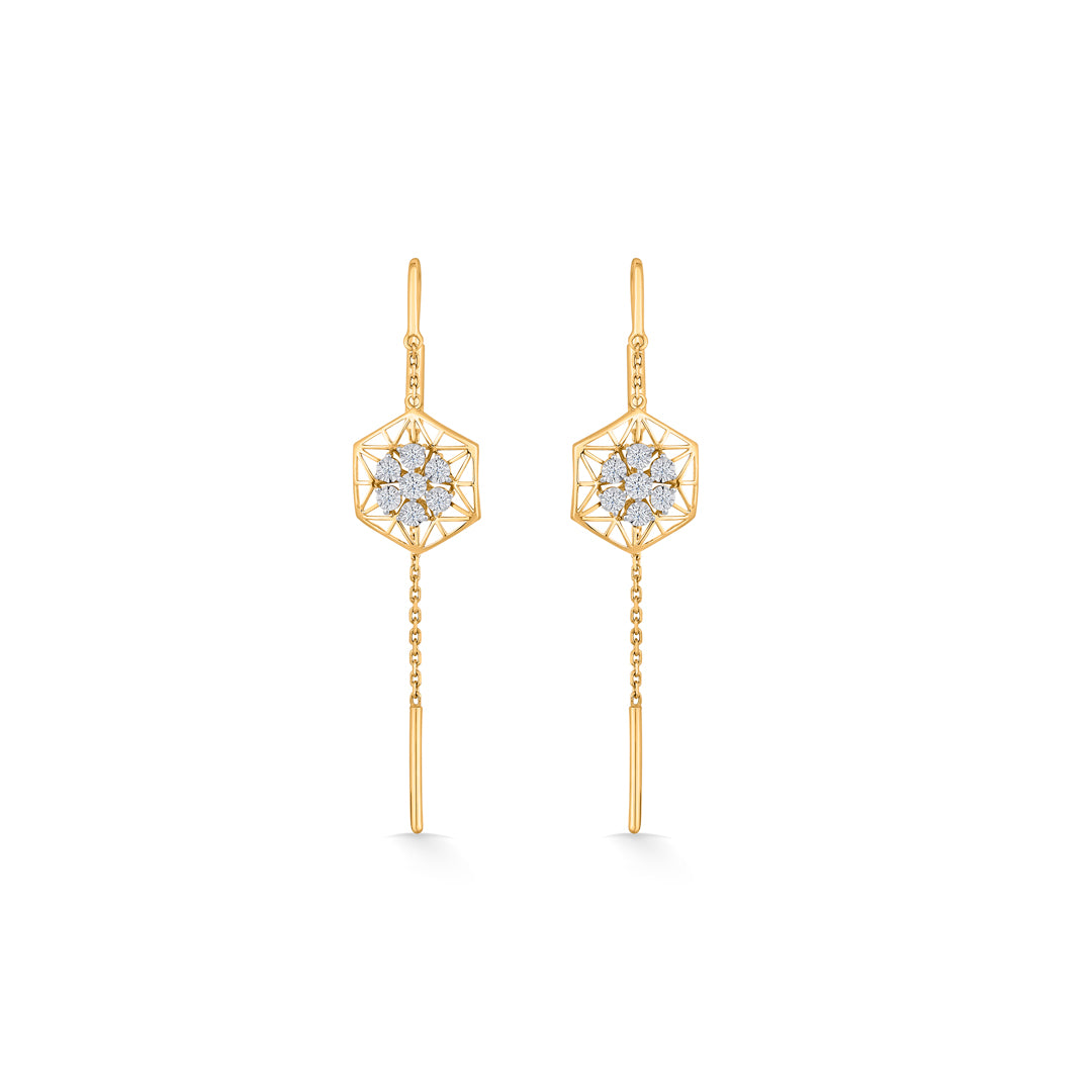 lush blossom gold & diamond sui dhaga earring for women