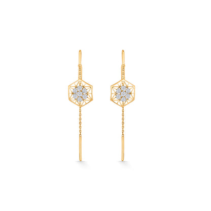 Lush Blossom Gold & Diamond Sui Dhaga Earring For Women