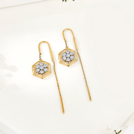 Lush Blossom Gold & Diamond Sui Dhaga Earring For Women