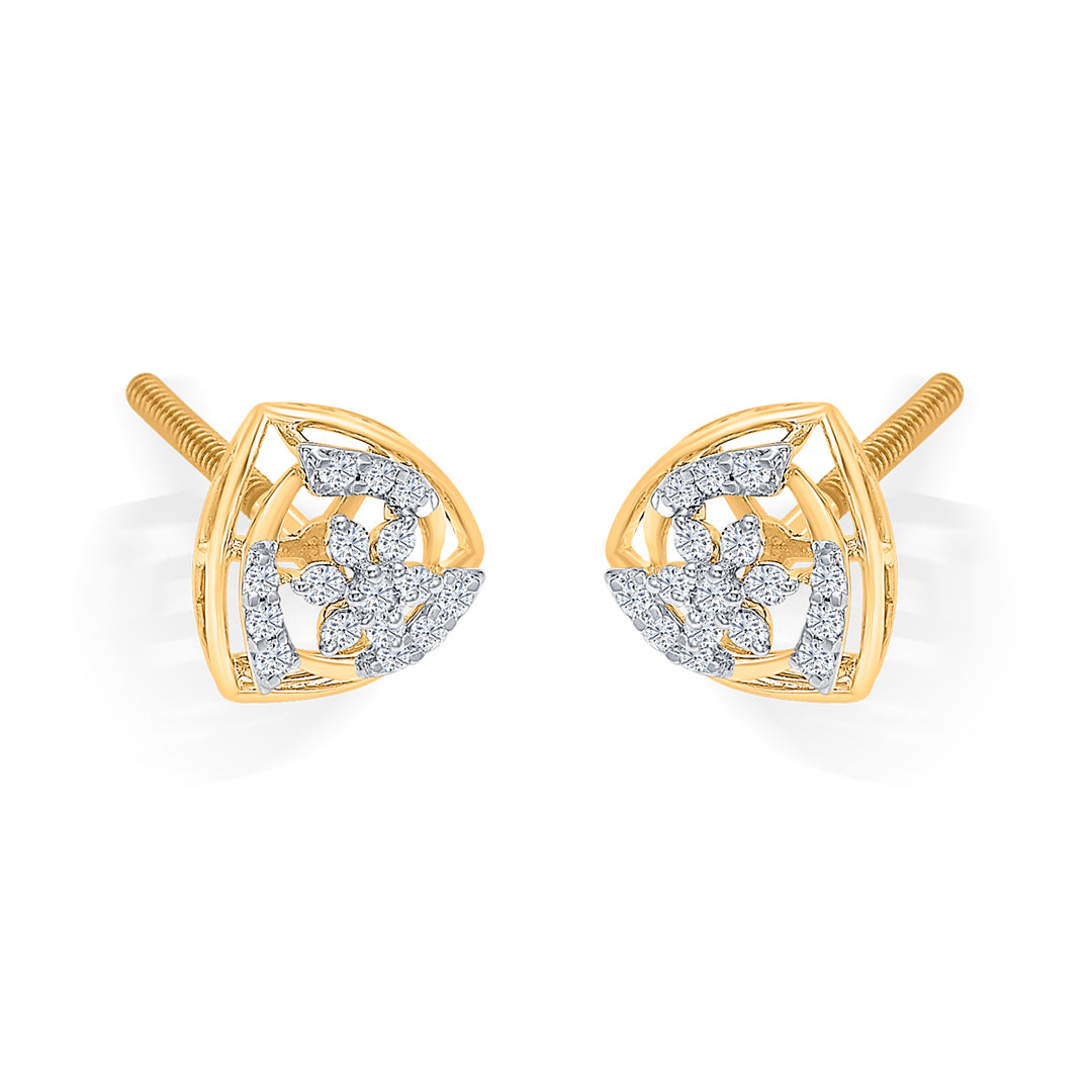 mirage gold & diamond stud earring for women