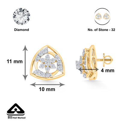 Mirage Gold & Diamond Stud Earring For Women