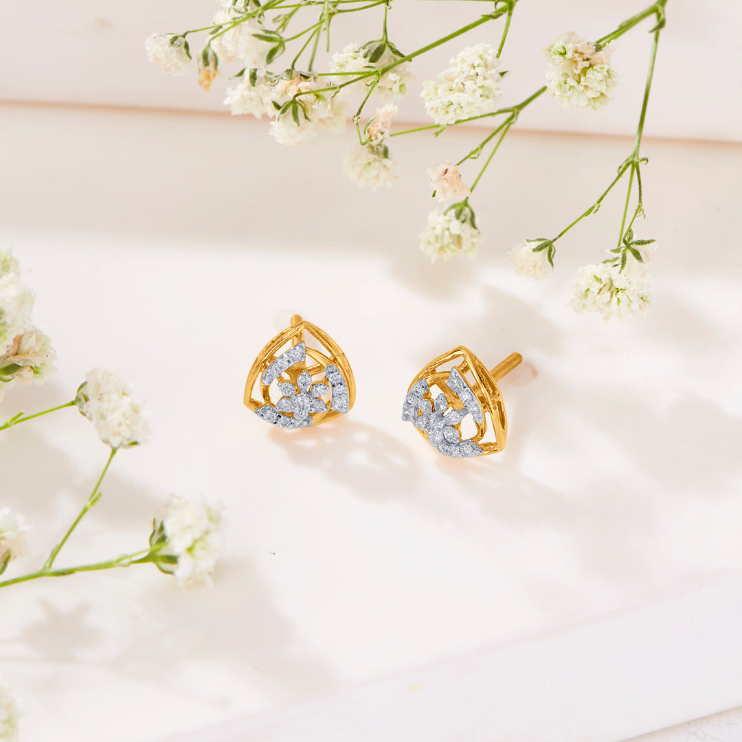 Mirage Gold & Diamond Stud Earring For Women