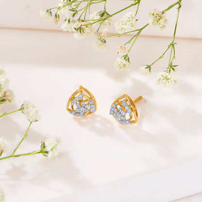 Mirage Gold & Diamond Stud Earring For Women