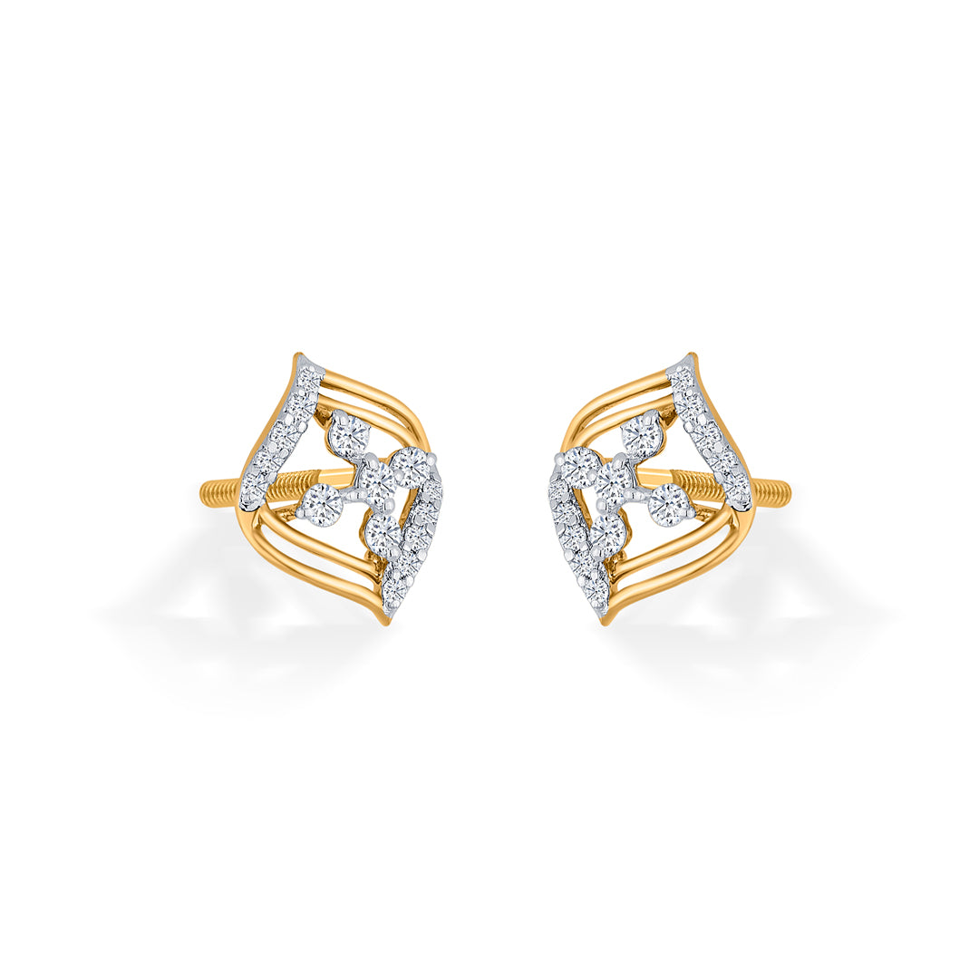 crystal blossom gold stud diamond earring for woman