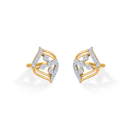 Crystal Blossom Gold Stud Diamond Earring for Woman
