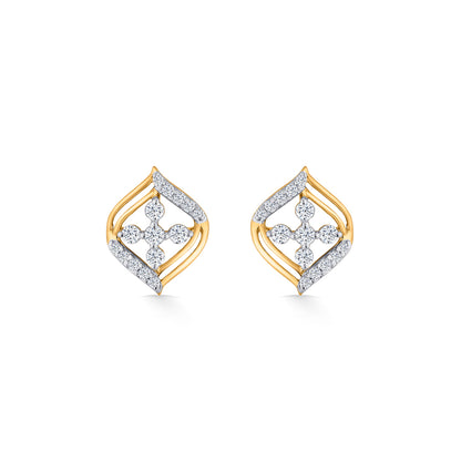 Crystal Blossom Gold Stud Diamond Earring for Women