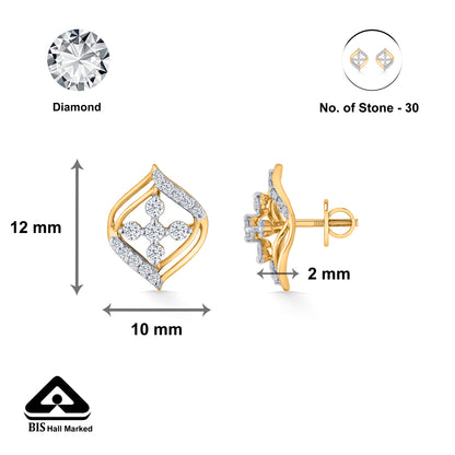 Crystal Blossom Gold Stud Diamond Earring for Woman