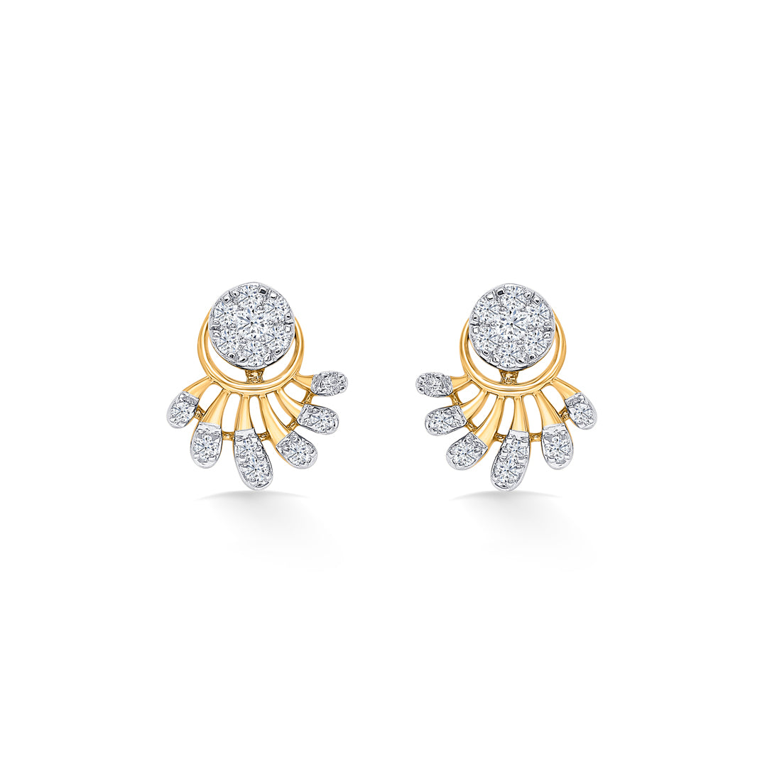 Enigma Gold & Diamond Stud Earring For Women