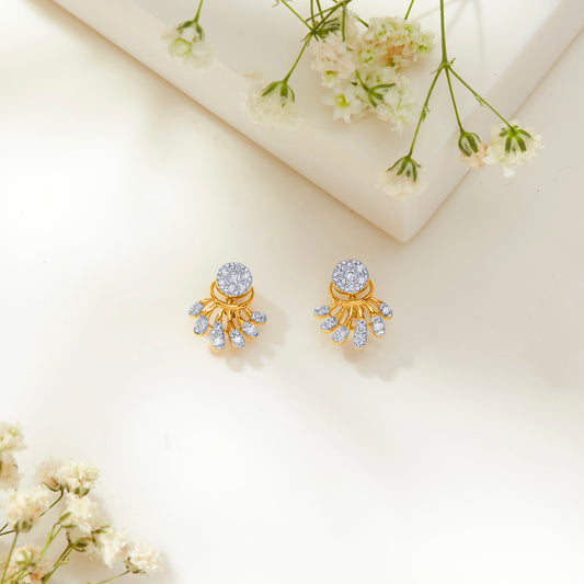 Enigma Gold & Diamond Stud Earring For Women
