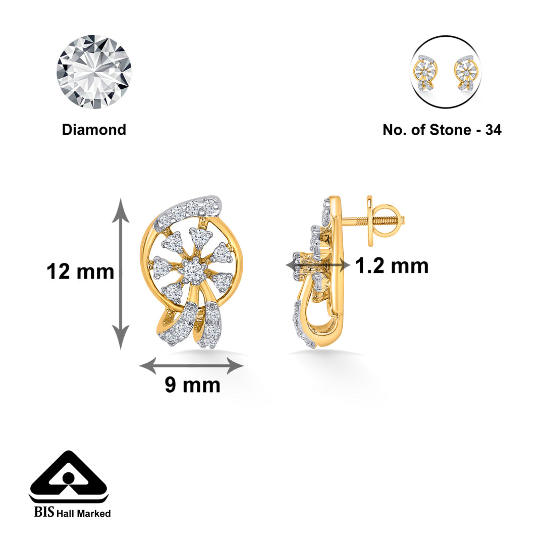 glimmer gold & diamond stud earring for women