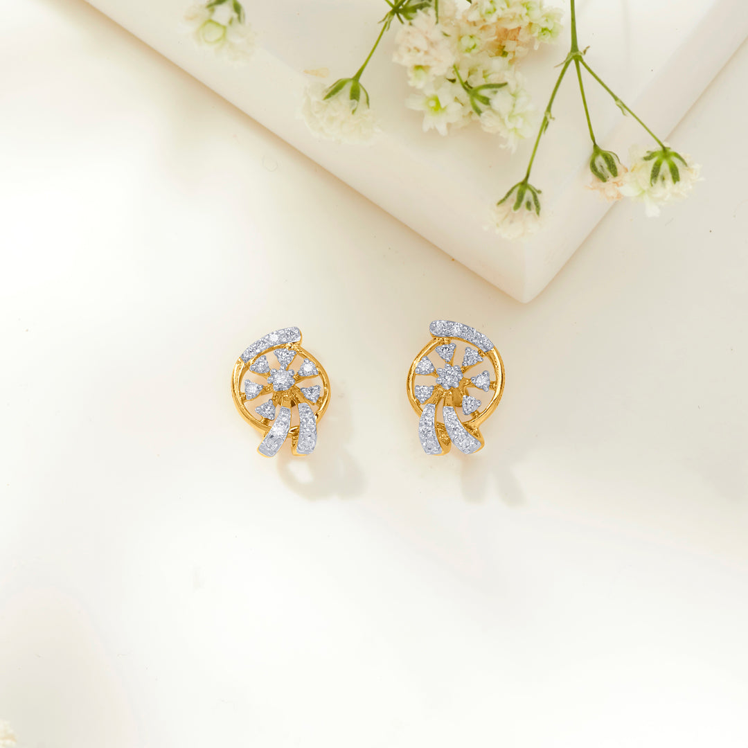 Glimmer Gold & Diamond Stud Earring For Women