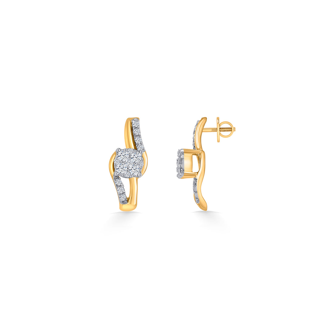 flicker frame gold & diamond stud earring