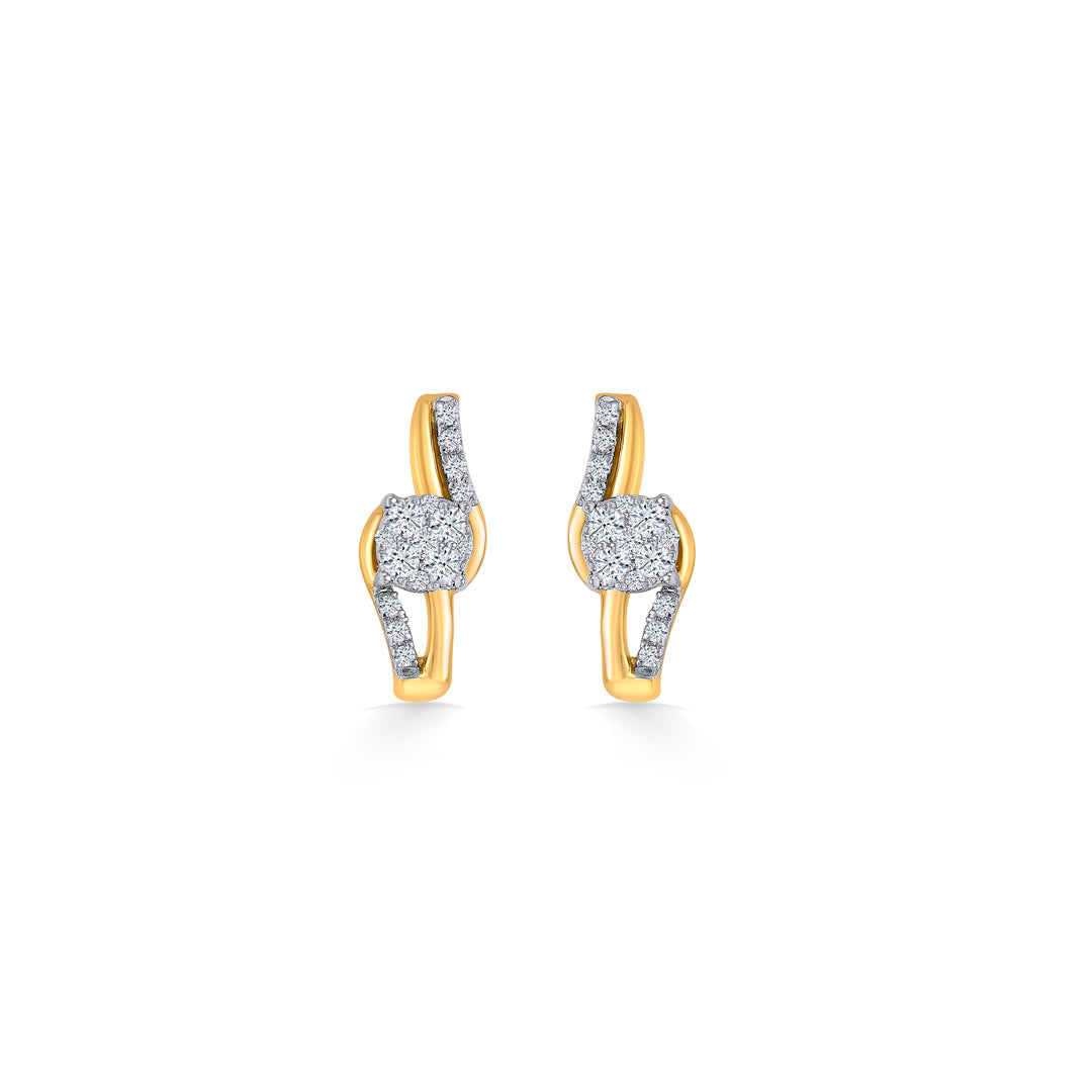 Flicker Frame Gold & Diamond Stud Earring