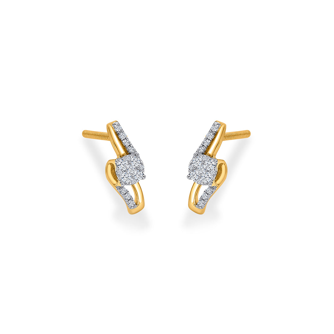 flicker frame gold & diamond stud earring