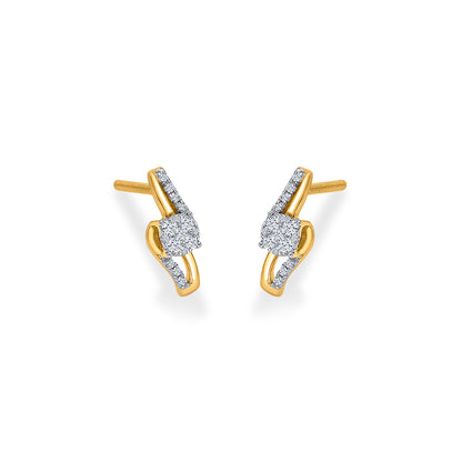 Flicker Frame Gold & Diamond Stud Earring