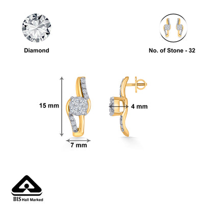 Flicker Frame Gold & Diamond Stud Earring