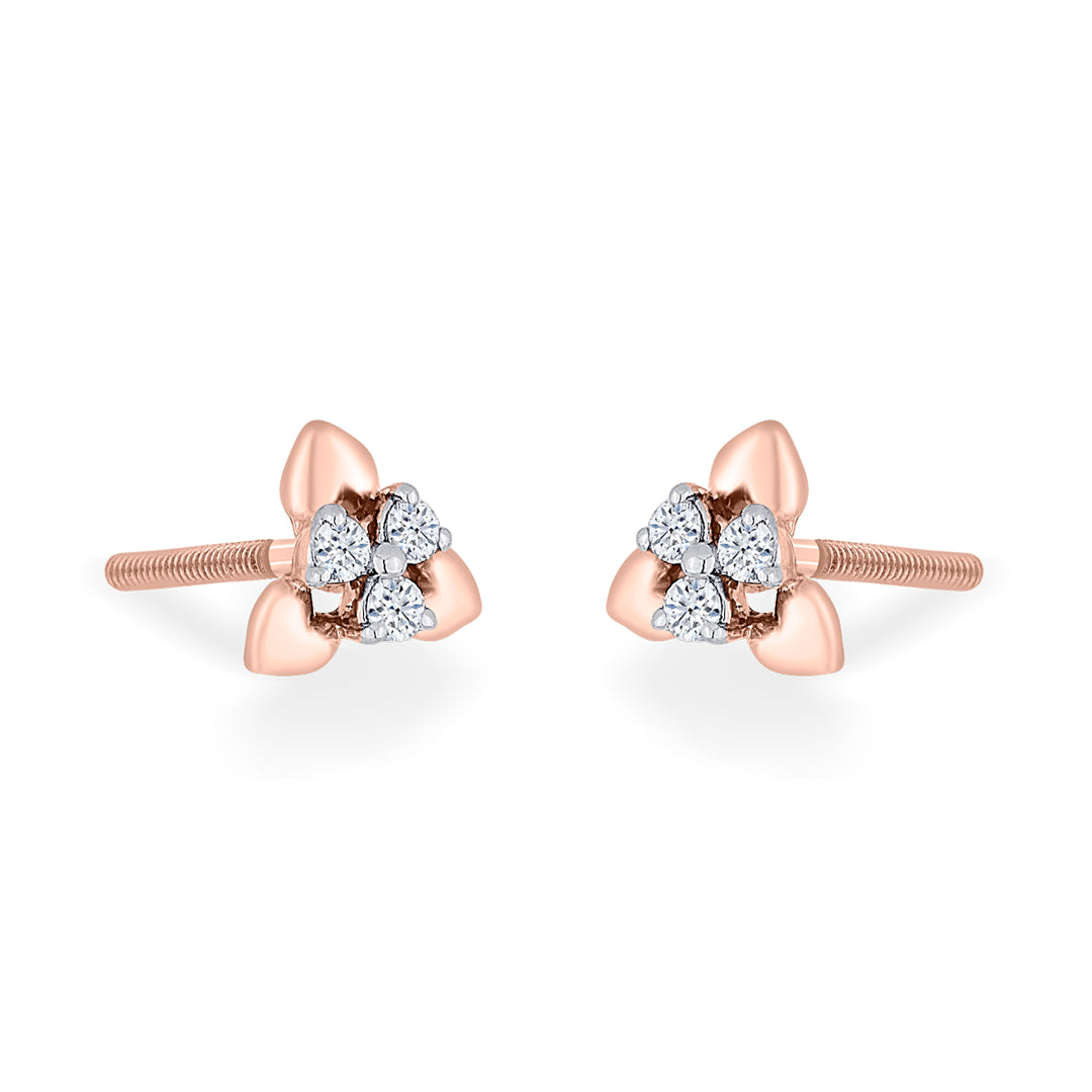 trinity buds gold stud diamond earring