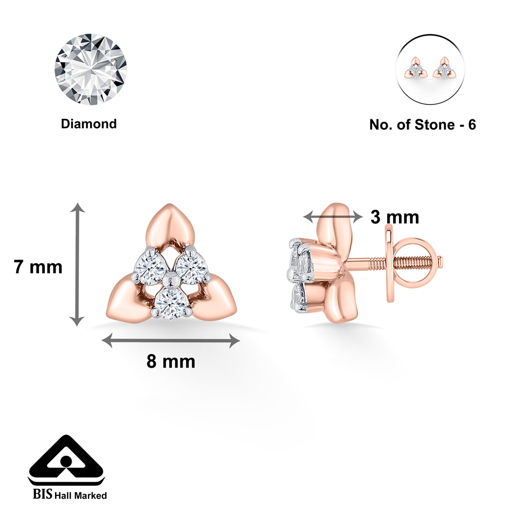 trinity buds gold stud diamond earring