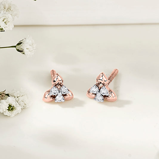 Trinity Buds Gold Stud Diamond Earring