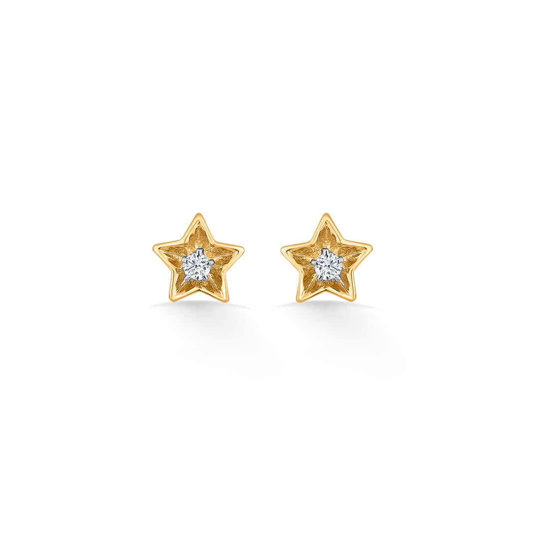 starry charm gold stud diamond earring for women
