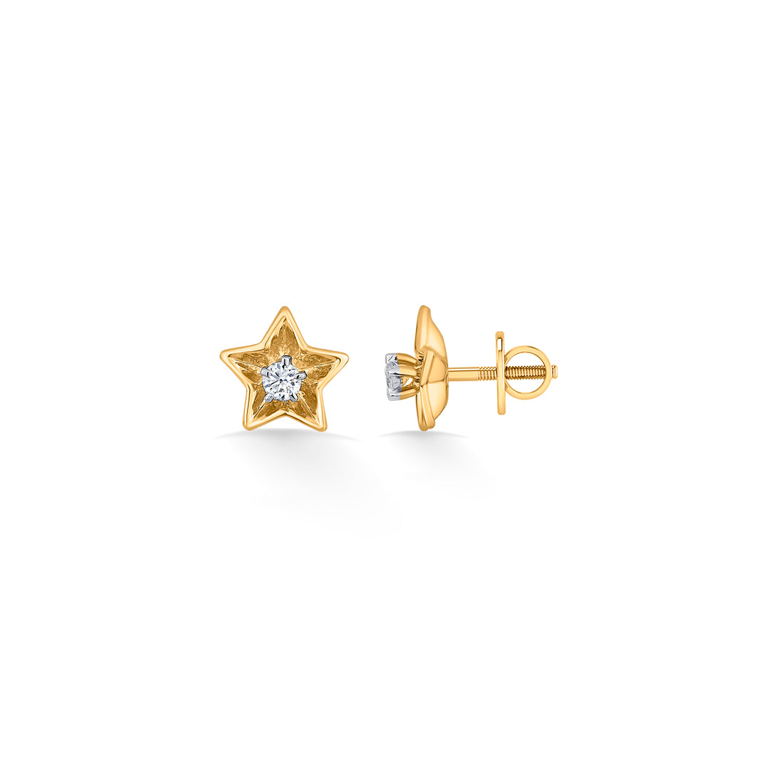 starry charm gold stud diamond earring for woman