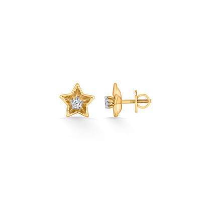 Starry Charm Gold Stud Diamond Earring for Woman
