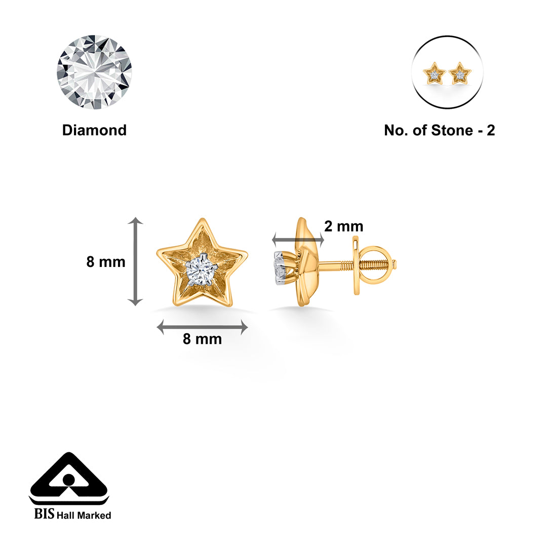 starry charm gold stud diamond earring for woman