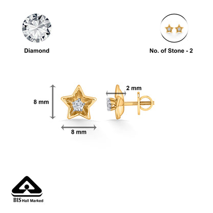 Starry Charm Gold Stud Diamond Earring for Woman