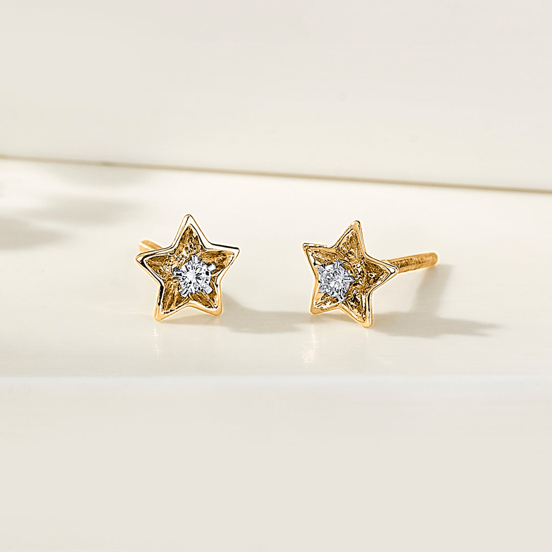 Starry Charm Gold Stud Diamond Earring for Women