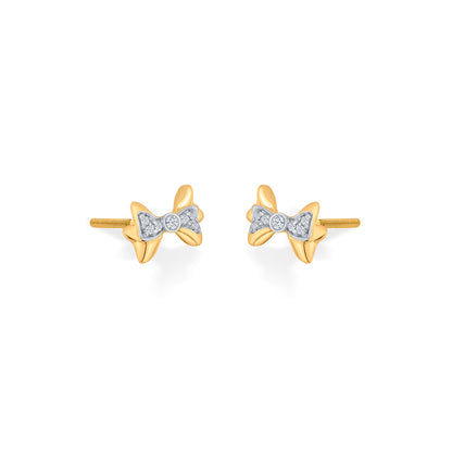 Dainty Bow Gold Stud Diamond Earring for Woman
