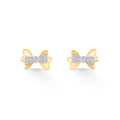 Dainty Bow Gold Stud Diamond Earring for Women