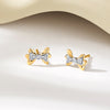 Dainty Bow Gold Stud Diamond Earring for Woman