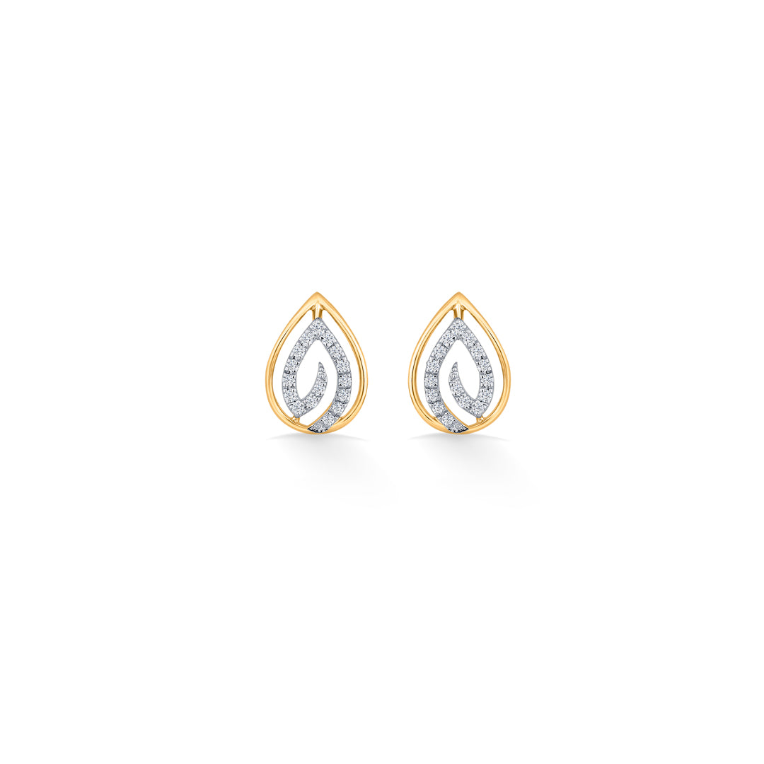 sparkling dew gold stud diamond earring for women