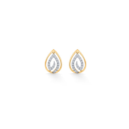 Sparkling Dew Gold Stud Diamond Earring for Women