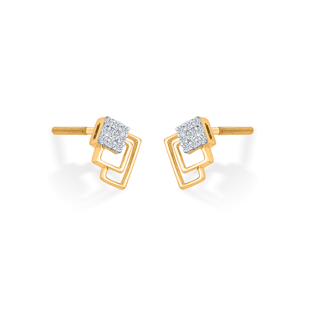 radiant layers gold stud diamond earring for woman
