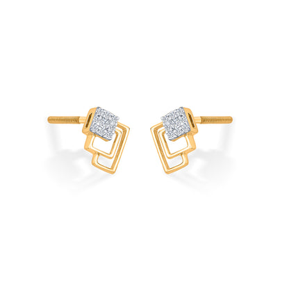 Radiant Layers Gold Stud Diamond Earring for Woman