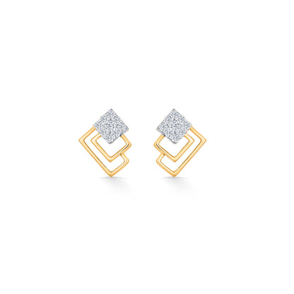 Radiant Layers Gold Stud Diamond Earring for Women