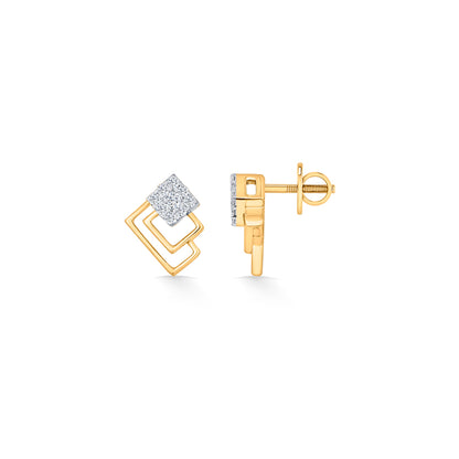 Radiant Layers Gold Stud Diamond Earring for Woman