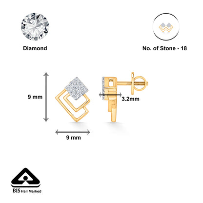 Radiant Layers Gold Stud Diamond Earring for Woman