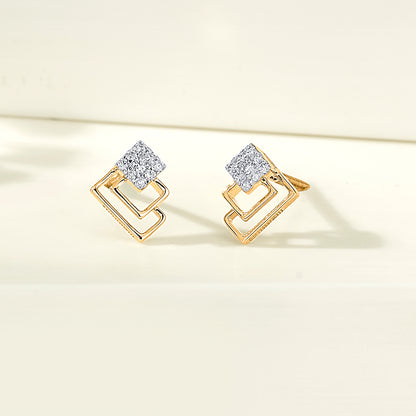 Radiant Layers Gold Stud Diamond Earring for Woman