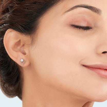 Radiant Layers Gold Stud Diamond Earring for Woman