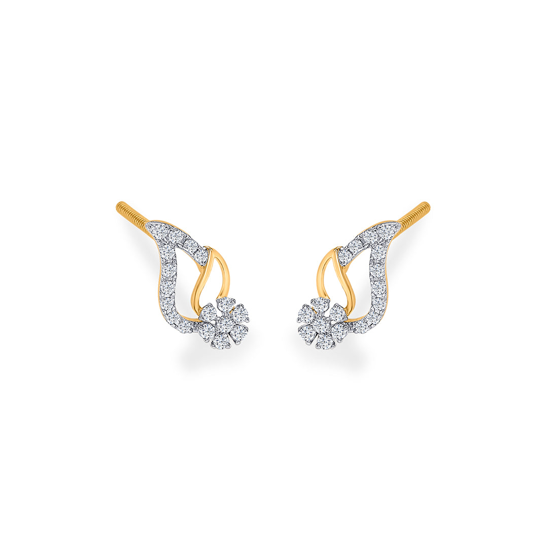 foliage flair gold stud earring for woman