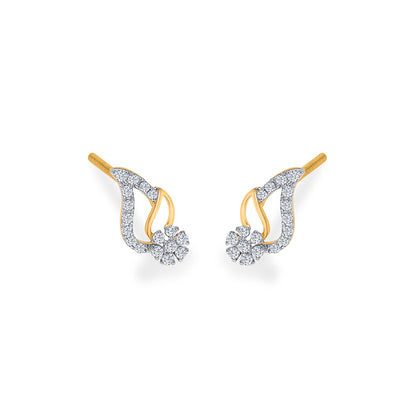 Foliage Flair Gold Stud Earring For Woman