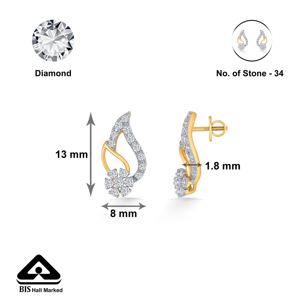 foliage flair gold stud earring for woman