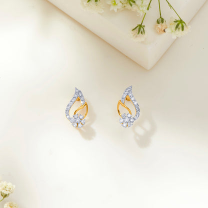 Foliage Flair Gold Stud Earring For Woman